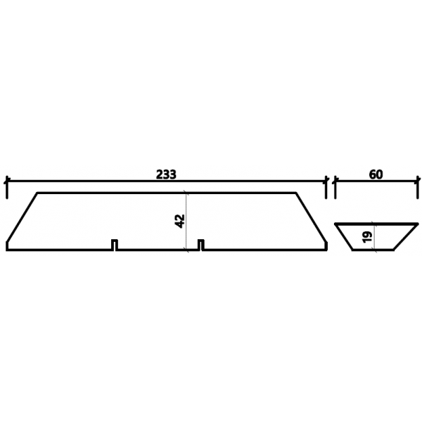Zrubový obklad hranatý 4,2 cm x 23,3 cm s deleným šparungom