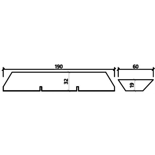 Zrubový obklad hranatý 3,2 cm x 19 cm s deleným šparungom